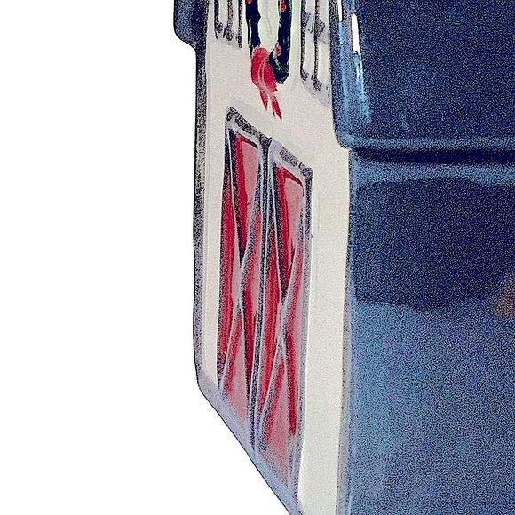 Christmas Soap Lotion Dispenser Barn Wreath Ceramic Hand Painted Grey Red White - Picture 12 of 16